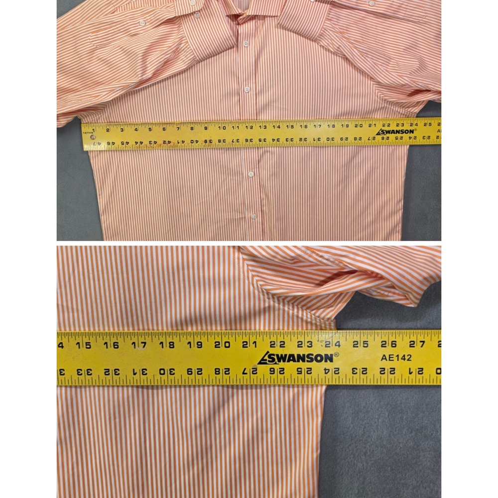 Stenströms Fitted Body Orange Stripe Twofold Cotton Dress Shirt Men 17 43 - Picture 6 of 8